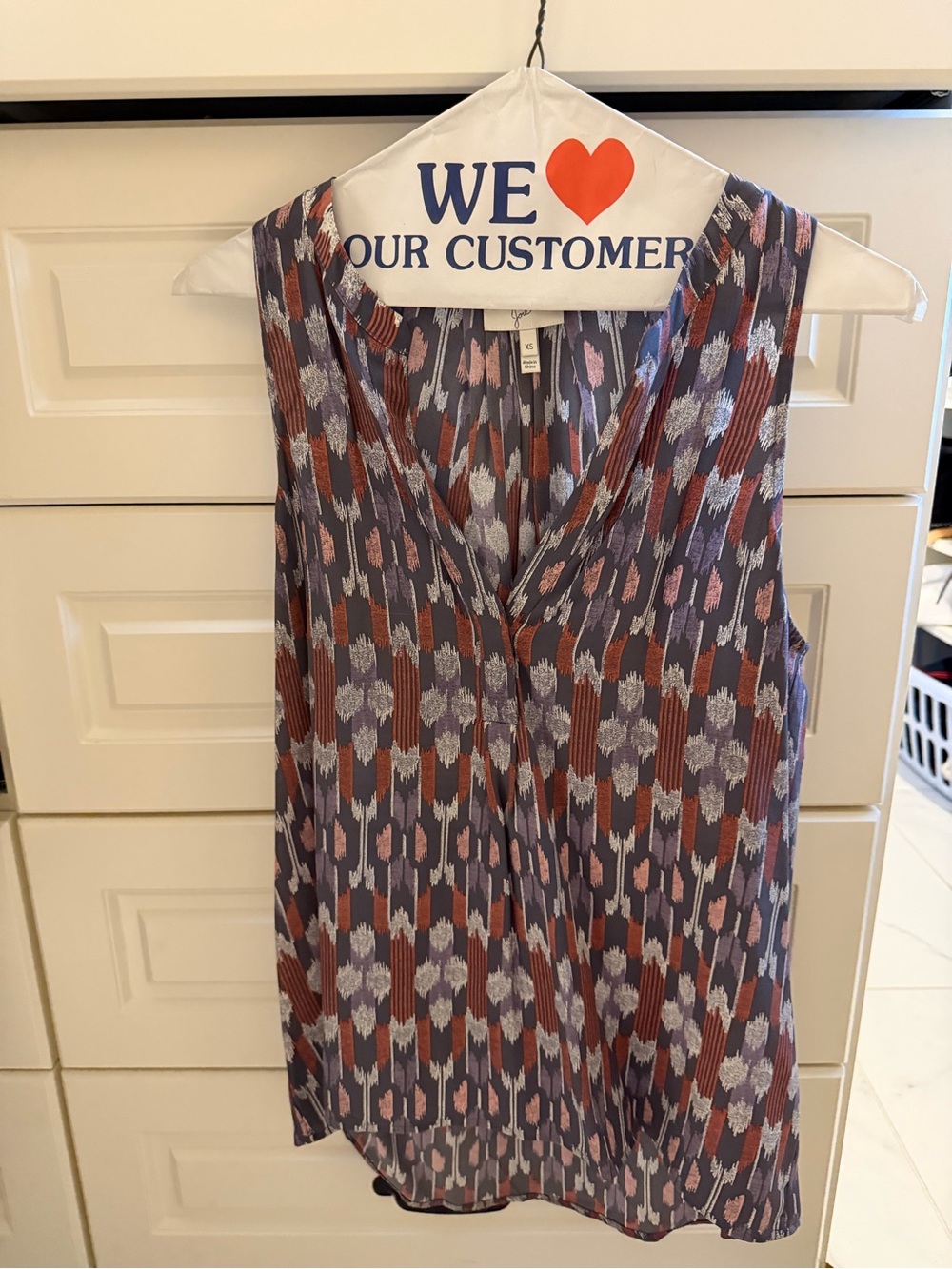 Joie Printed Sleeveless V-Neck Camisole in Purple and Brown